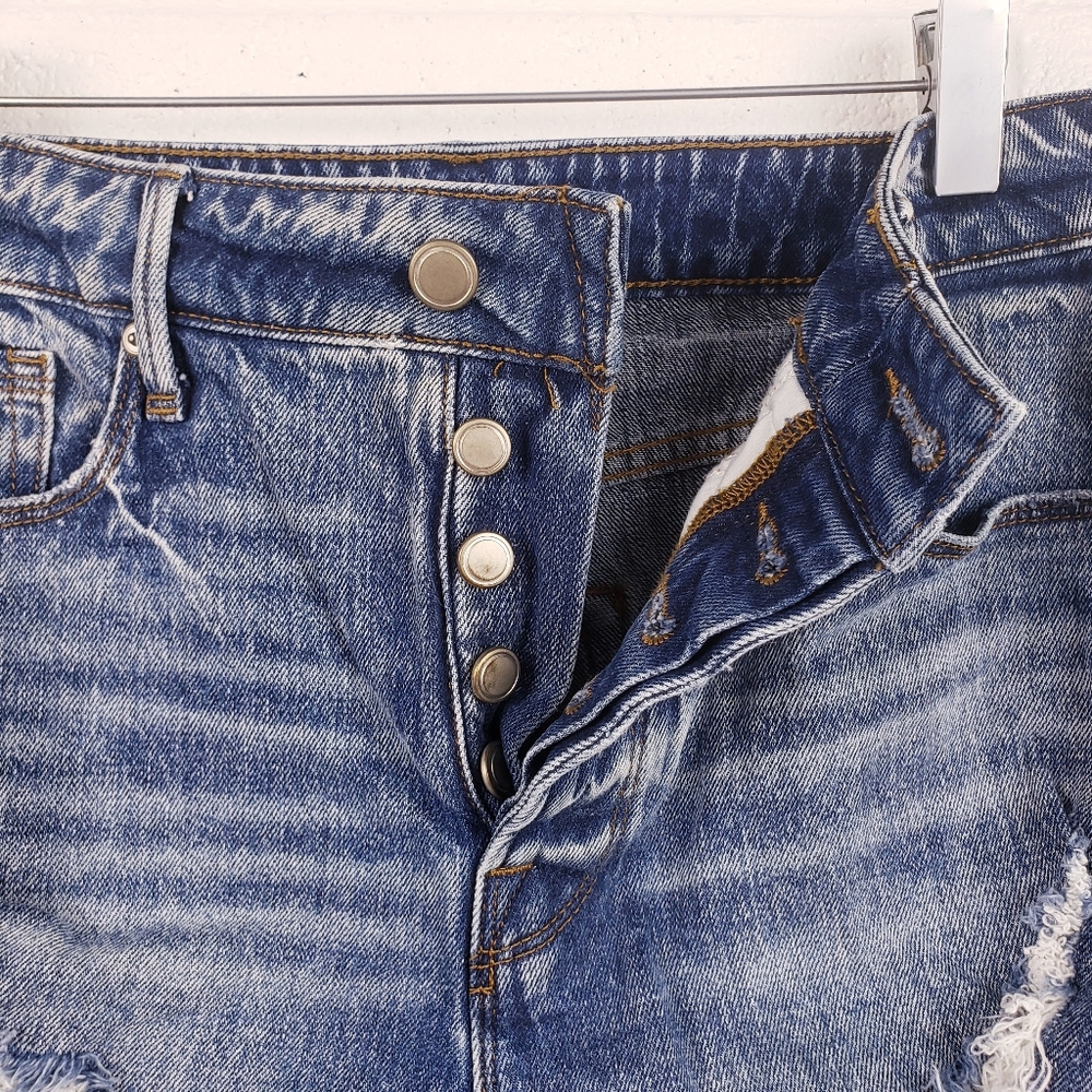 Good American Bombshell Distressed Jean Denim Shorts Medium Wash‎ Stretch Size 4 - Picture 5 of 7